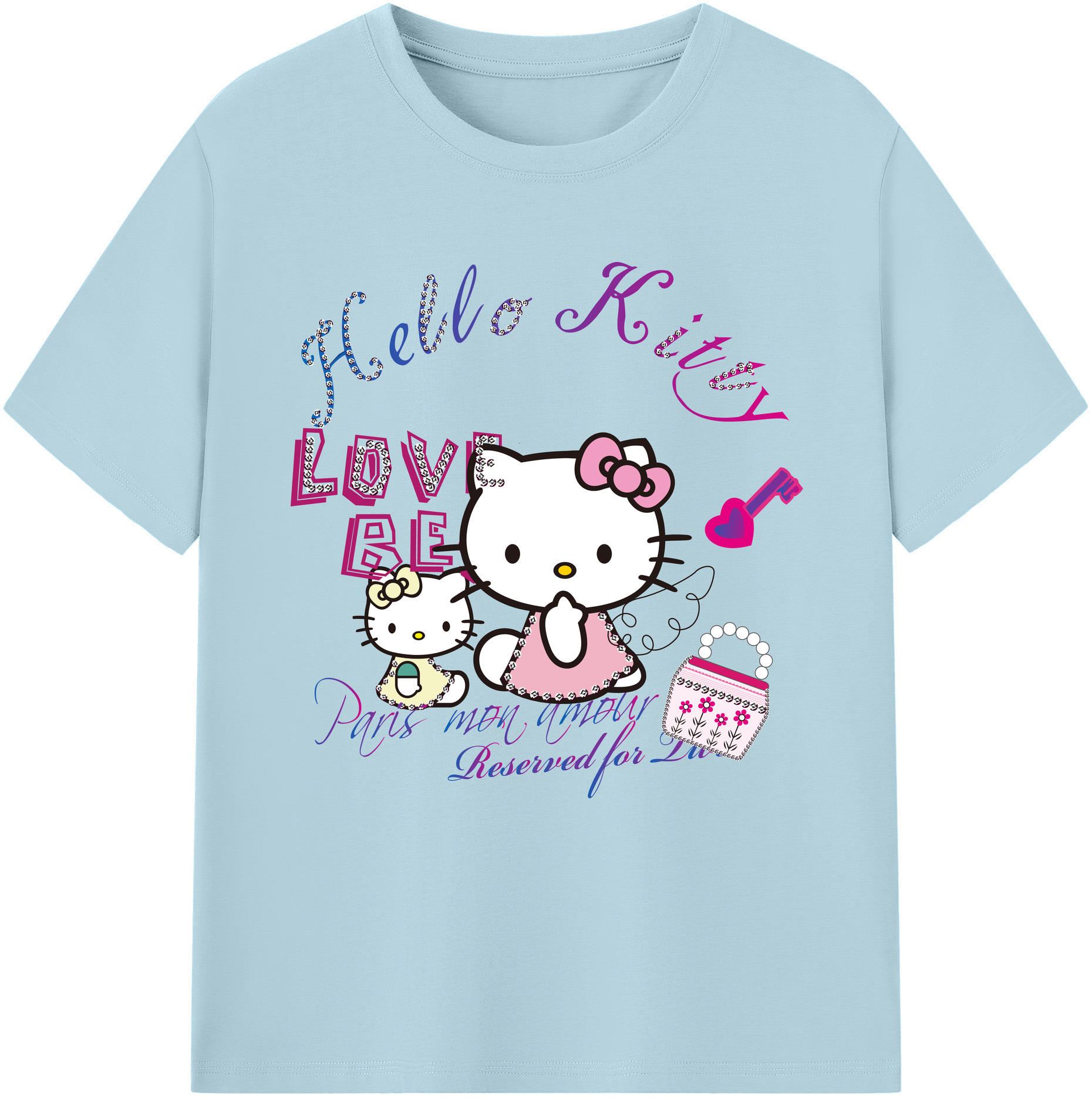 （画像用） Hello Kitty ハローキティ 綿100％半袖Tシャツ（フロントプリント）